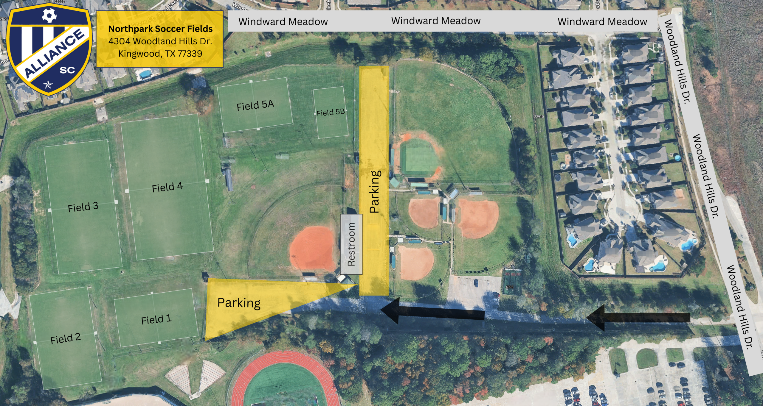 map of the Northpark Fields layout